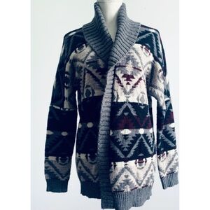 American Eagle Outfitters Aztec Wool Blend Open Cardigan Size XL
